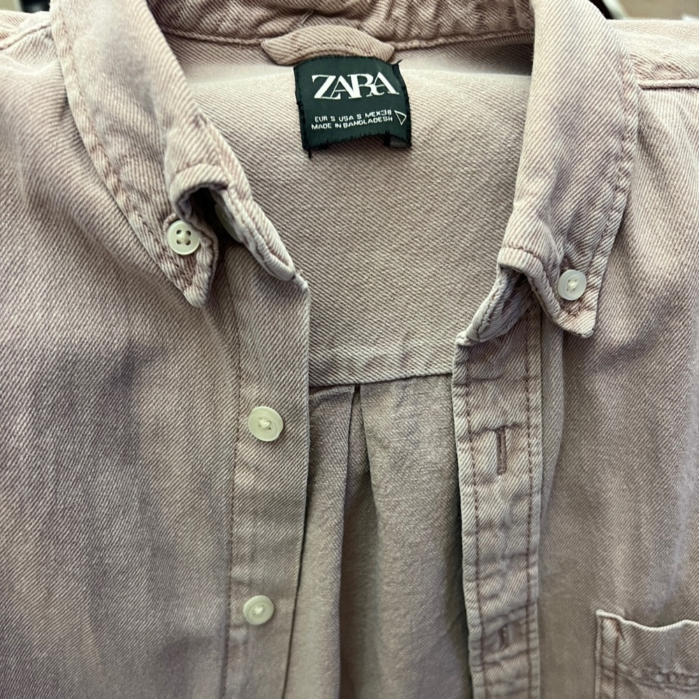 Zara dusty pink denim button-down shaket